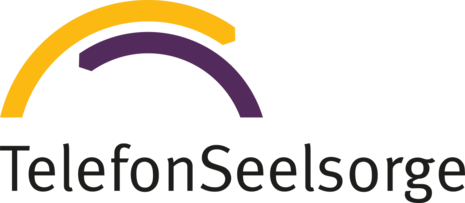 Logo TelefonSeelsorge: Zwei Bögen in gelb und lila